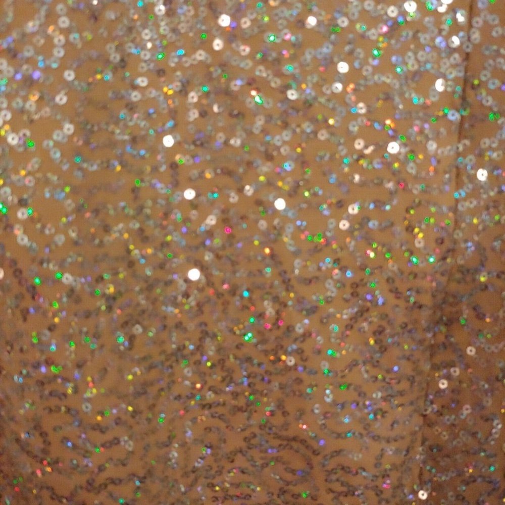 Venus sparkly silver sequin knee length camel color dress XL - Picture 5 of 11